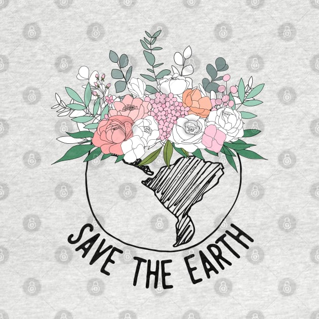 Save The Earth One Line Art Flowers by ArunikaPrints